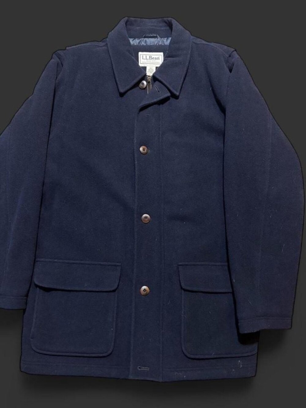 L.L.Bean Men's XL Navy Wool Blend Insulated Jacket Thinsulate Quilted Lined